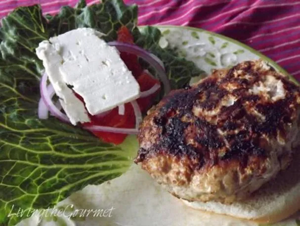 Hambúrgueres de Porco ao Estilo Grego