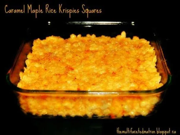 Quadradinhos de Arroz Krispies com Caramelo e Maple da Mumzy
