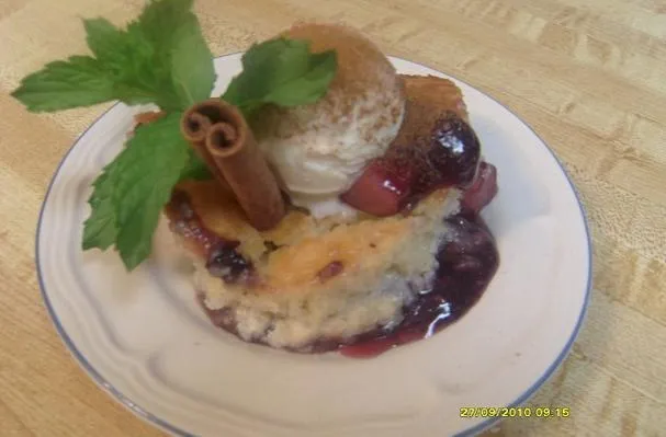 Sobremesa rápida - Torta de maçã e mirtilo